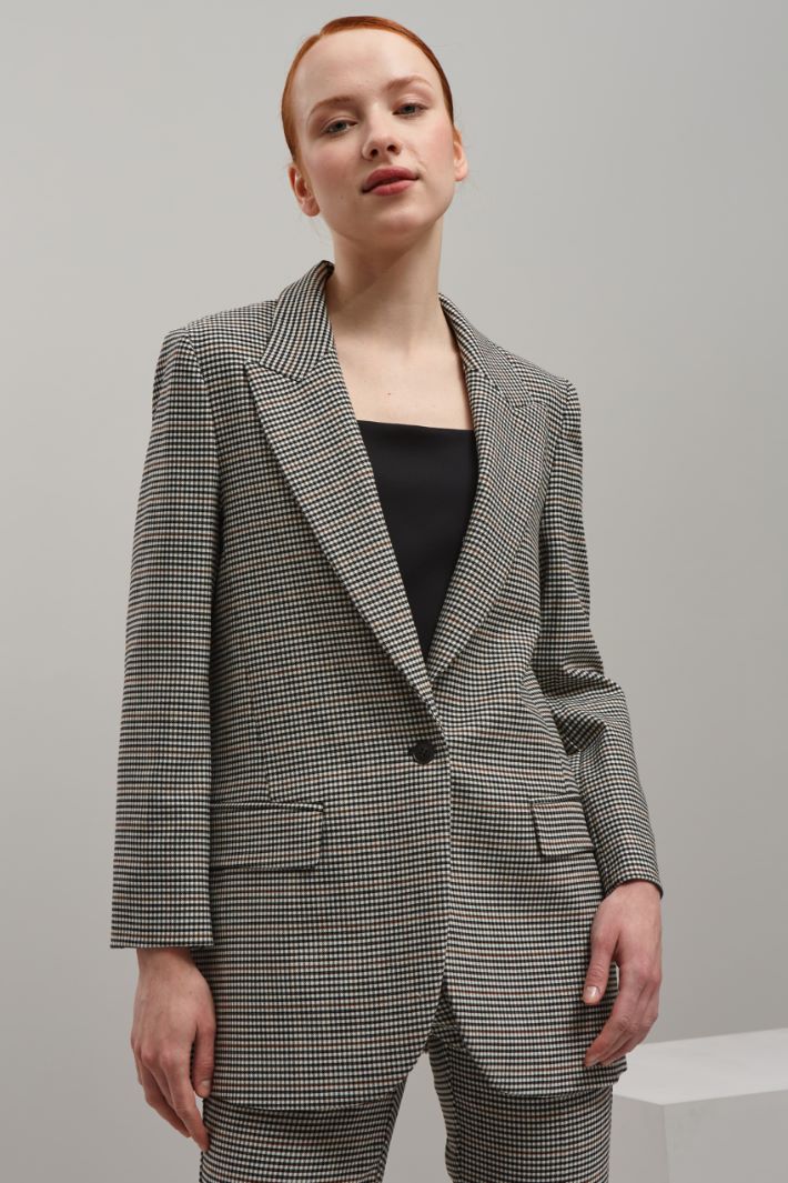 Blazer in lana stretch - NERO BIANCO MARRONE - Fashion Market - 2