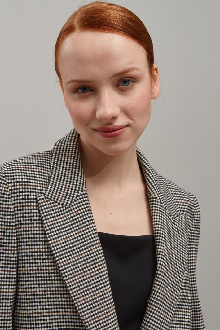 Blazer in lana stretch - NERO BIANCO MARRONE - Fashion Market - 3
