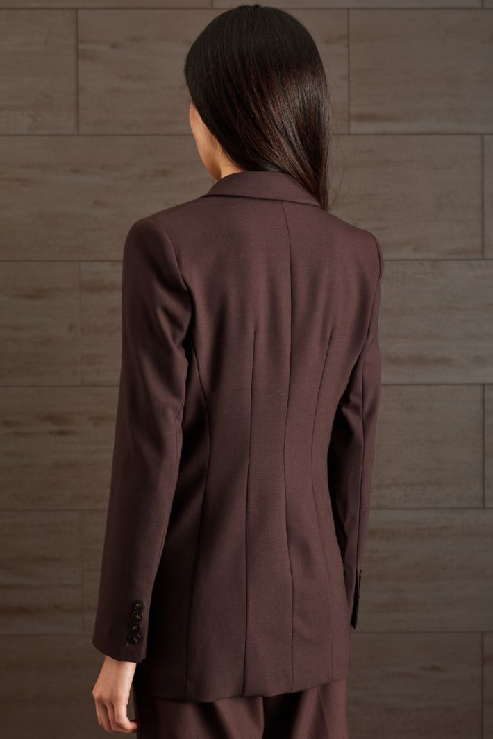 Blazer in lana stretch - MARRONE SCURO - Fashion Market - 4