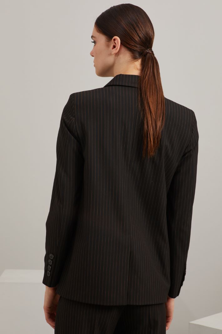 Blazer gessato - NERO ARANCIONE - Fashion Market - 4