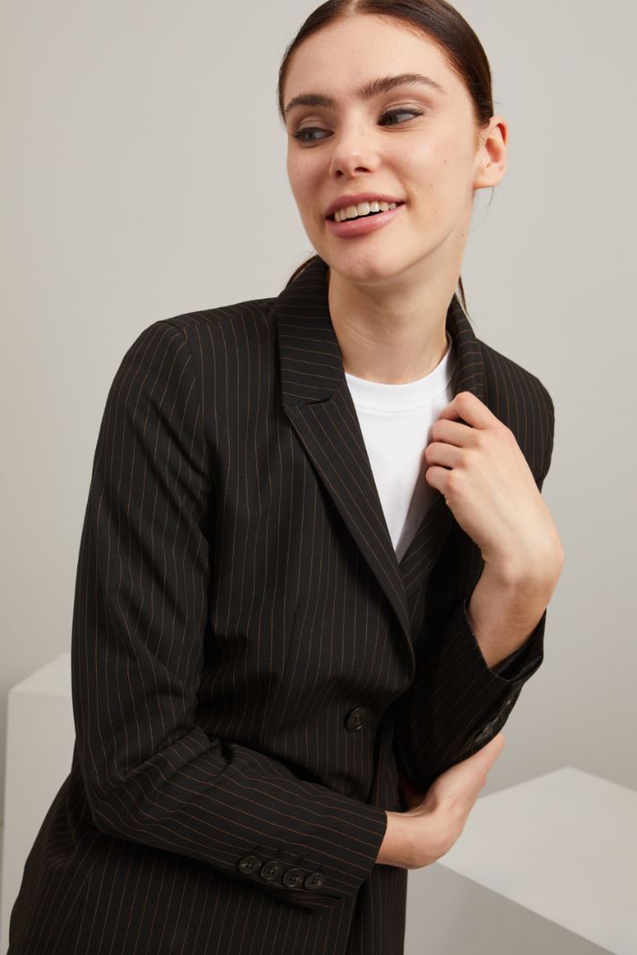 Blazer gessato - NERO ARANCIONE - Fashion Market - 3