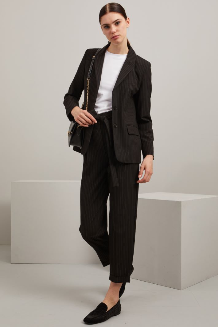 Blazer gessato - NERO ARANCIONE - Fashion Market