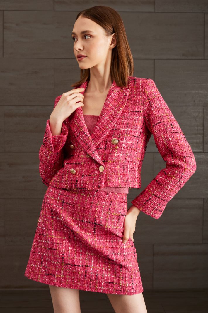 Blazer cropped in tweed - FUXIA ORO NERO - Fashion Market - 2