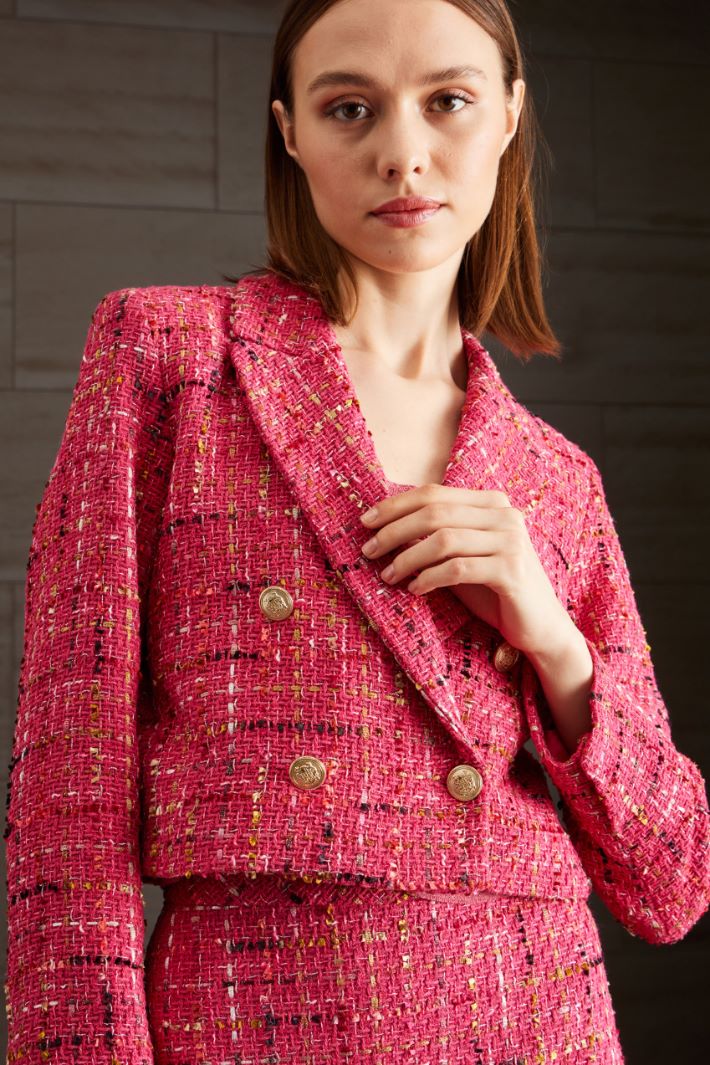 Blazer cropped in tweed - FUXIA ORO NERO - Fashion Market - 3