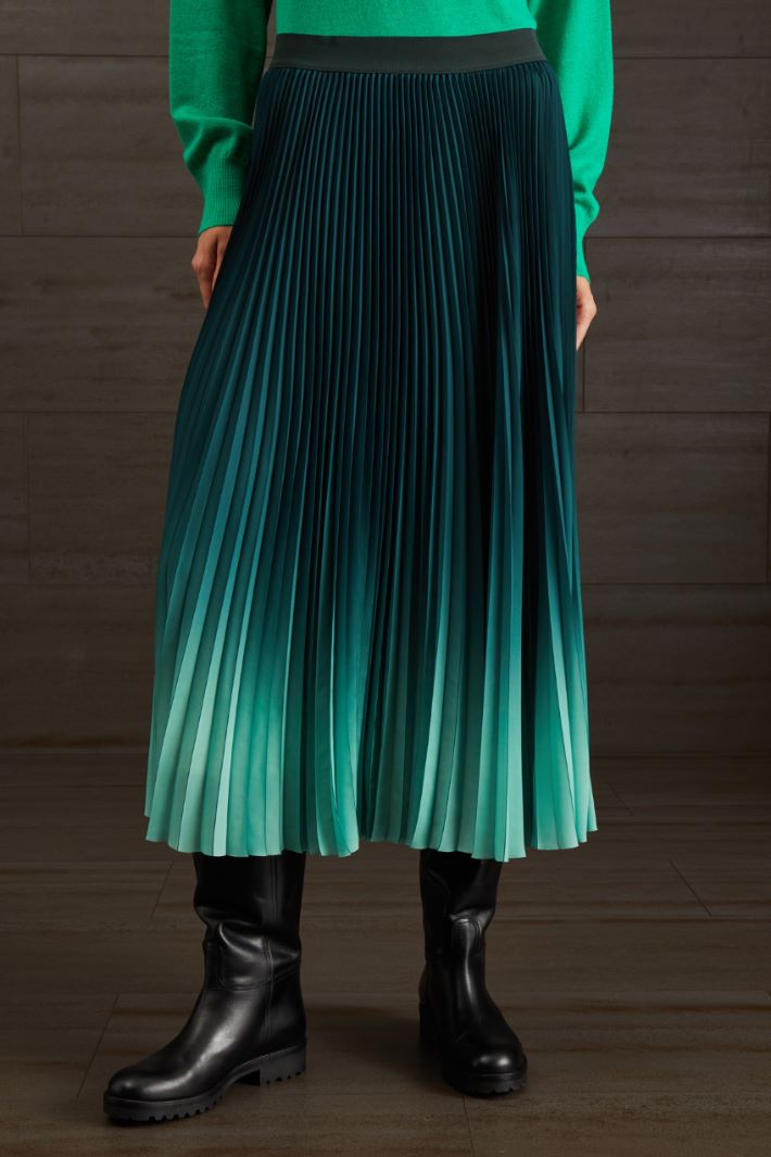 Gonna plissé in georgette - VERDE ACQUA MARINA - Fashion Market - 2