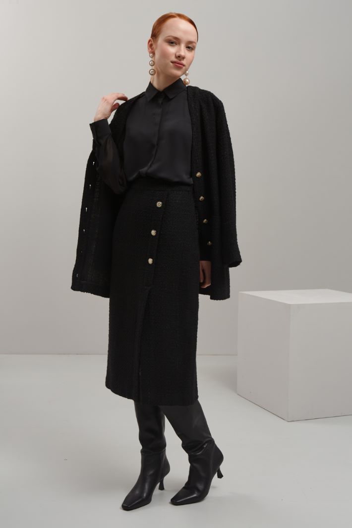 Gonna in tweed - NERO ORO - Fashion Market