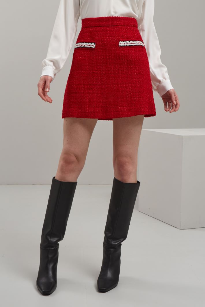 Minigonna in tweed - ROSSO BIANCO NERO - Fashion Market - 2