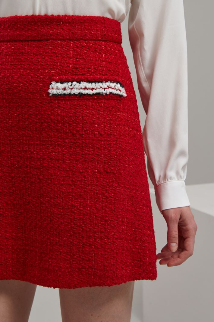 Minigonna in tweed - ROSSO BIANCO NERO - Fashion Market - 3