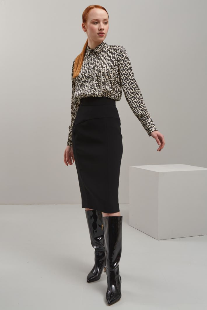 Gonna aderente in cady - NERO - Fashion Market