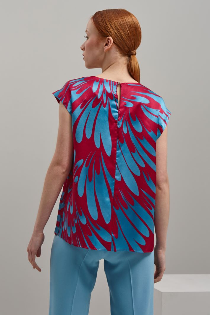 Top in raso di seta - FUXIA AZZURRO - Fashion Market - 4