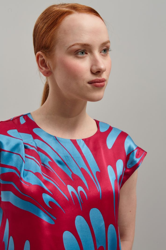 Top in raso di seta - FUXIA AZZURRO - Fashion Market - 3