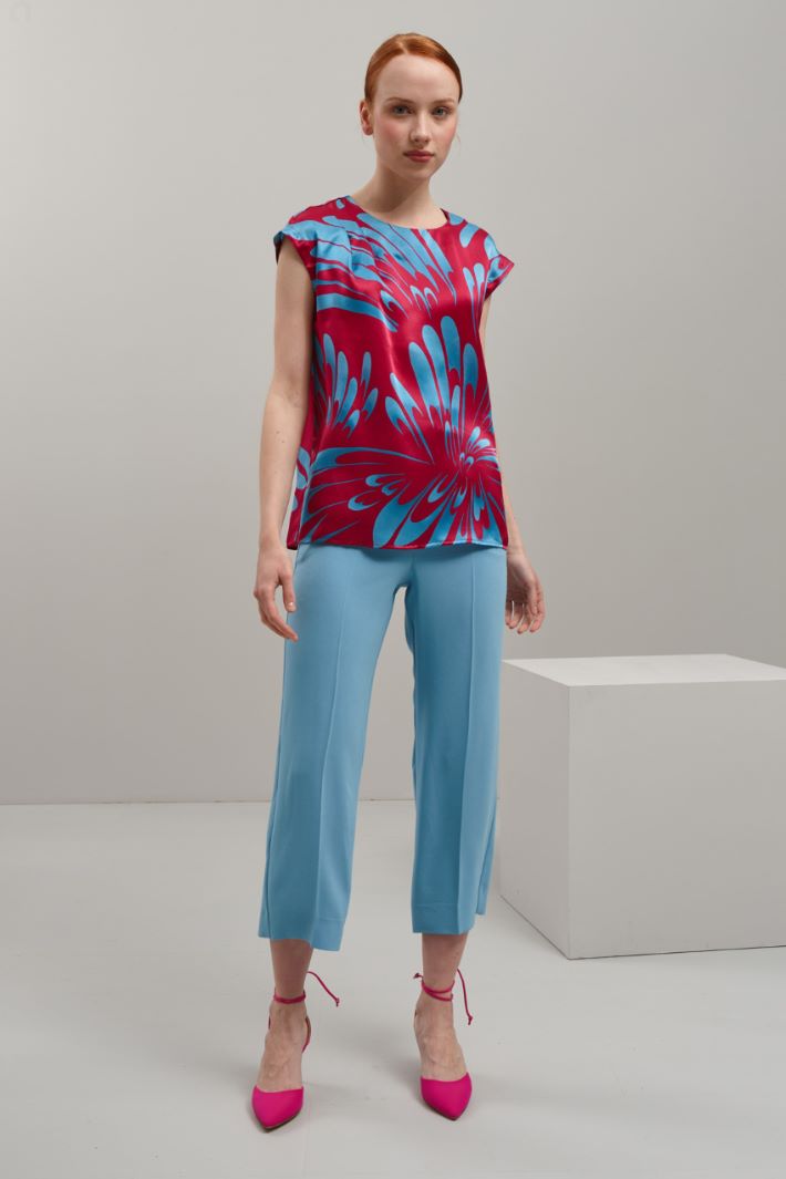 Top in raso di seta - FUXIA AZZURRO - Fashion Market