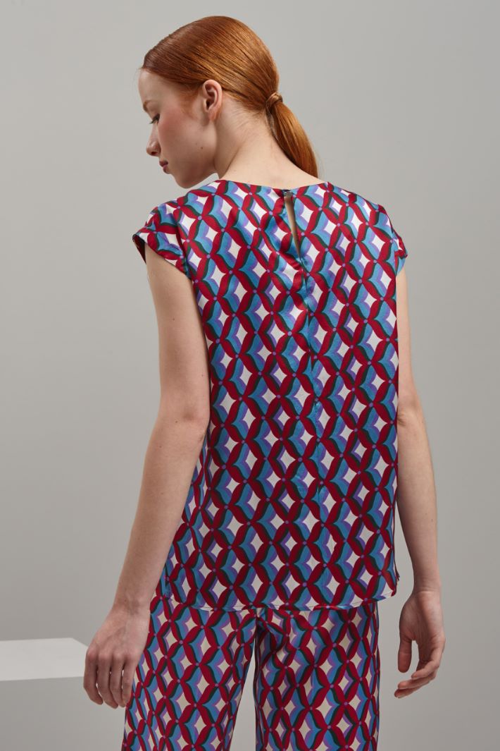 Top in raso di seta - ROSSO VERDE AZZURRO - Fashion Market - 4