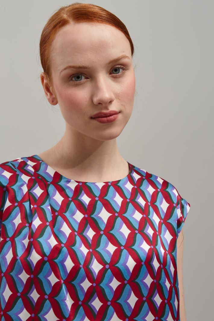 Top in raso di seta - ROSSO VERDE AZZURRO - Fashion Market - 3