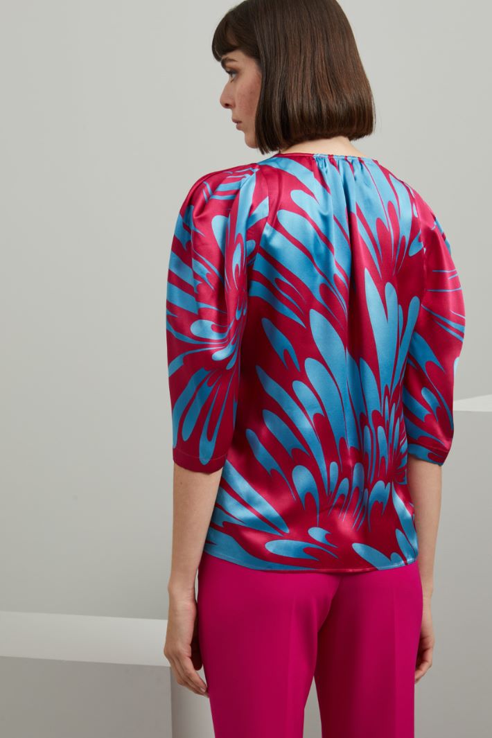 Casacca in raso di seta - FUXIA AZZURRO - Fashion Market - 4
