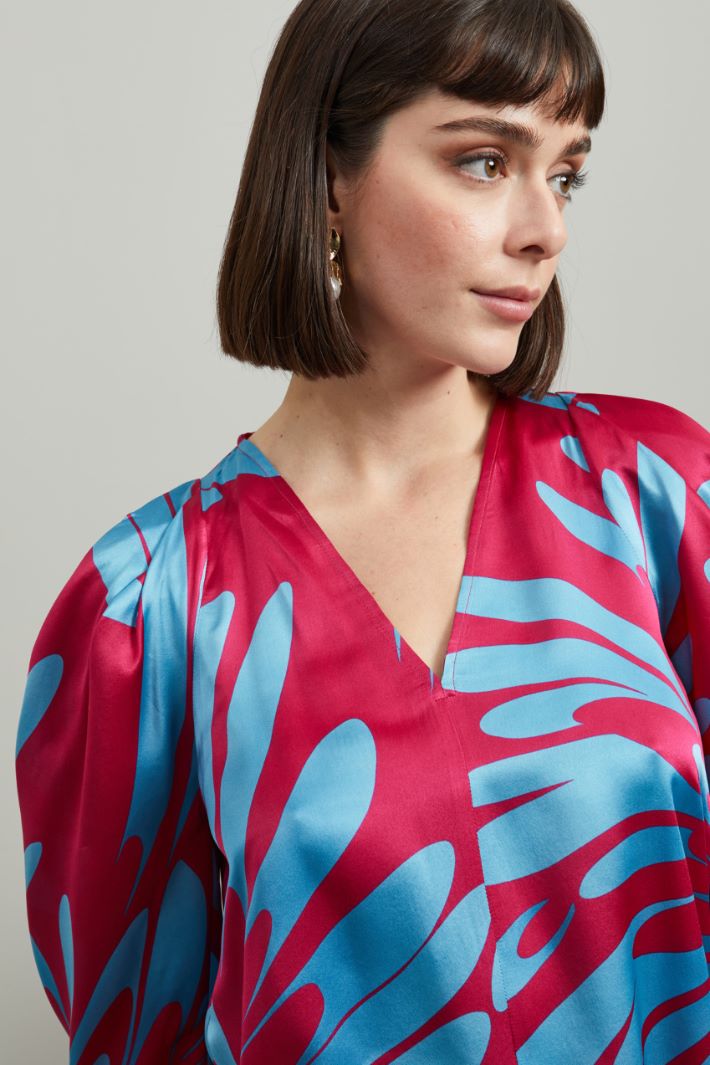 Casacca in raso di seta - FUXIA AZZURRO - Fashion Market - 3