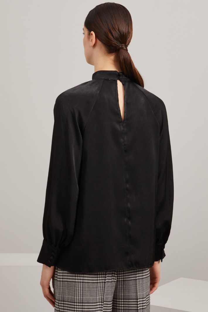 Blusa in raso - NERO - Fashion Market - 4