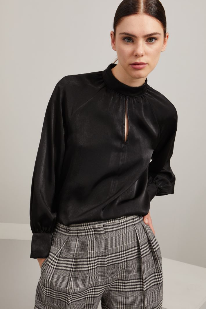 Blusa in raso - NERO - Fashion Market - 2