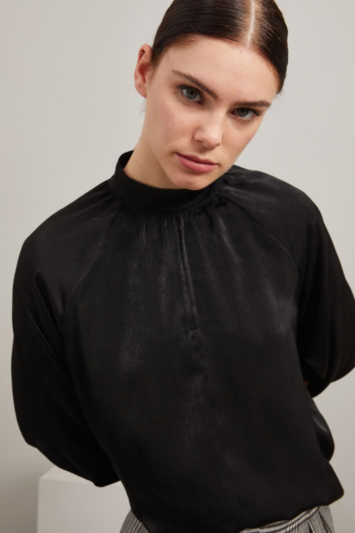 Blusa in raso - NERO - Fashion Market - 3