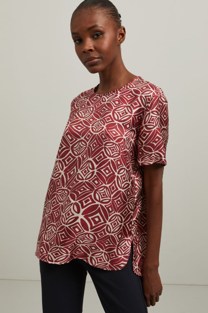Top in pura seta - BORDEAUX AVORIO - Fashion Market - 2