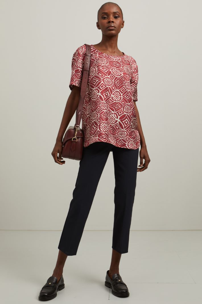Top in pura seta - BORDEAUX AVORIO - Fashion Market