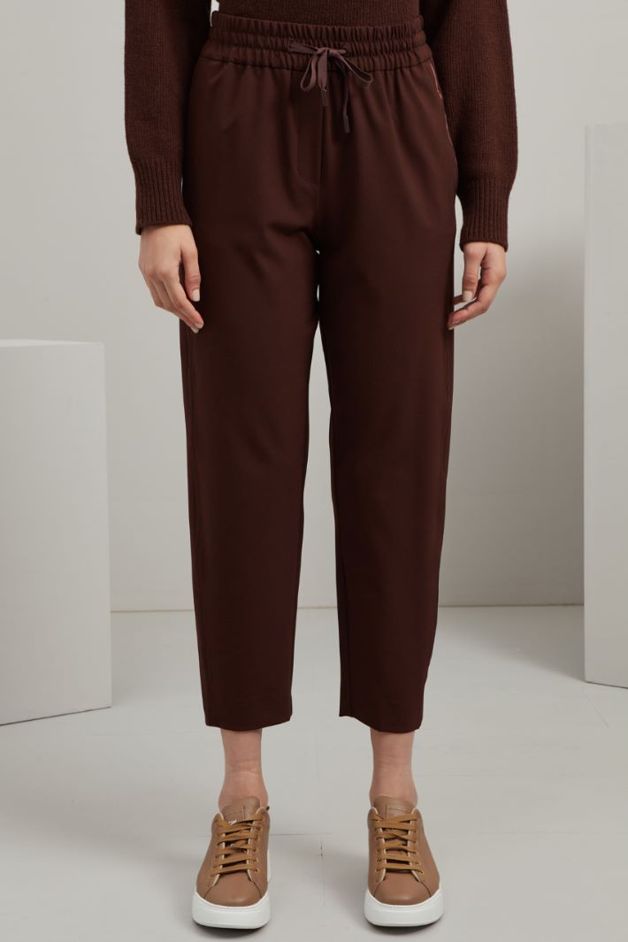 Pantaloni jogger in tela - MARRONE SCURO - Fashion Market - 2