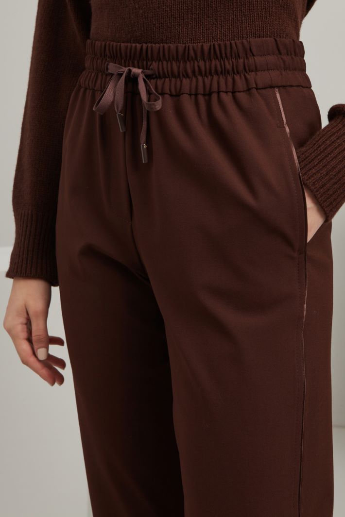 Pantaloni jogger in tela - MARRONE SCURO - Fashion Market - 3