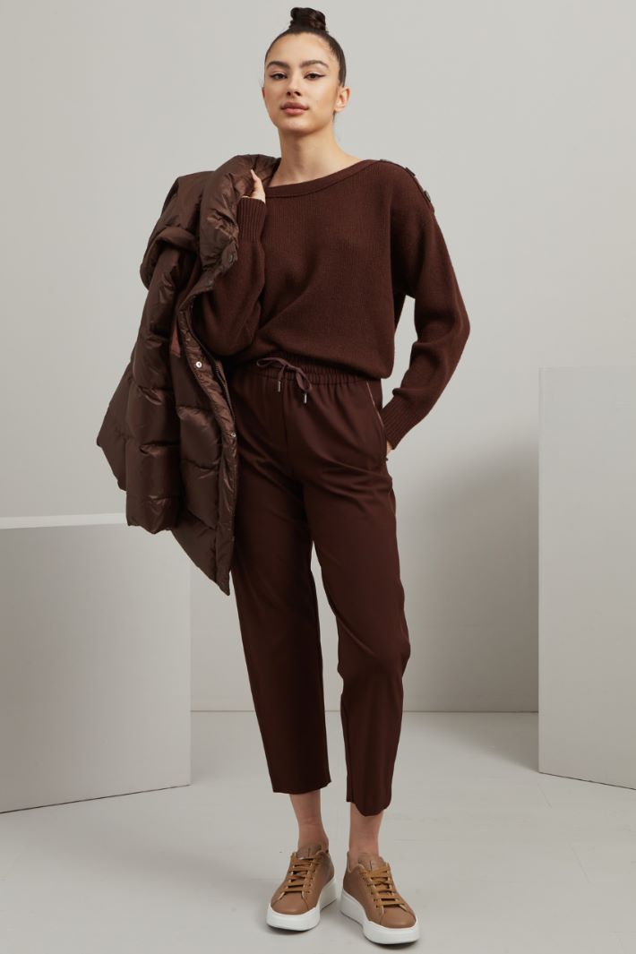 Pantaloni jogger in tela - MARRONE SCURO - Fashion Market