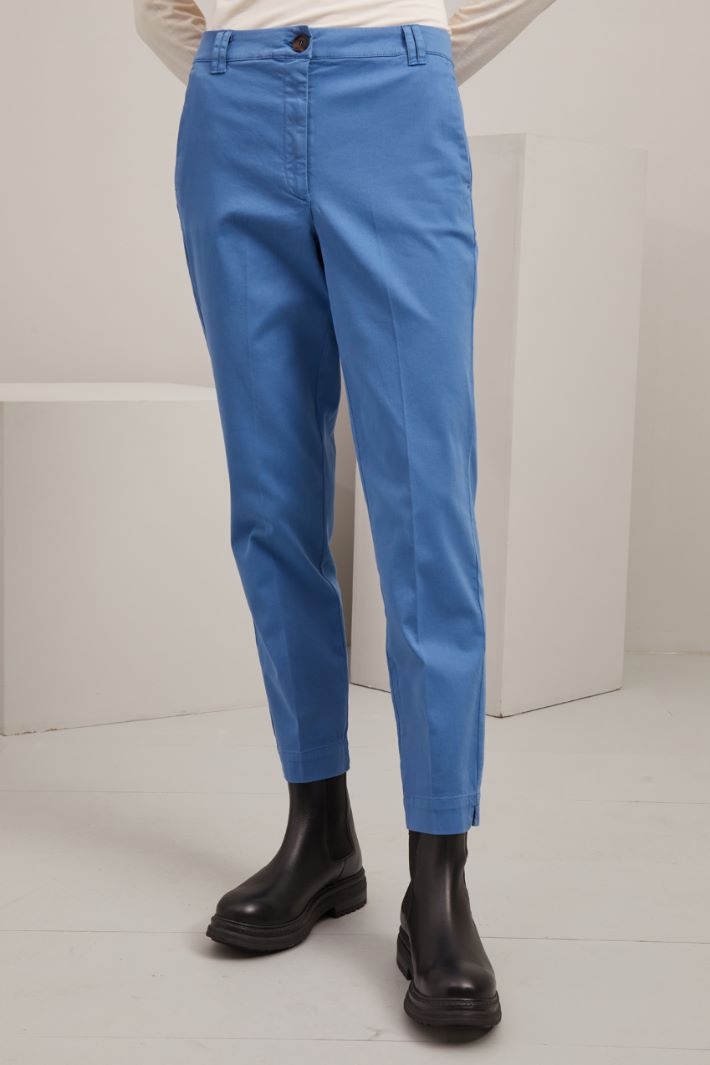 Pantaloni in gabardina - AZZURRO - Fashion Market - 2