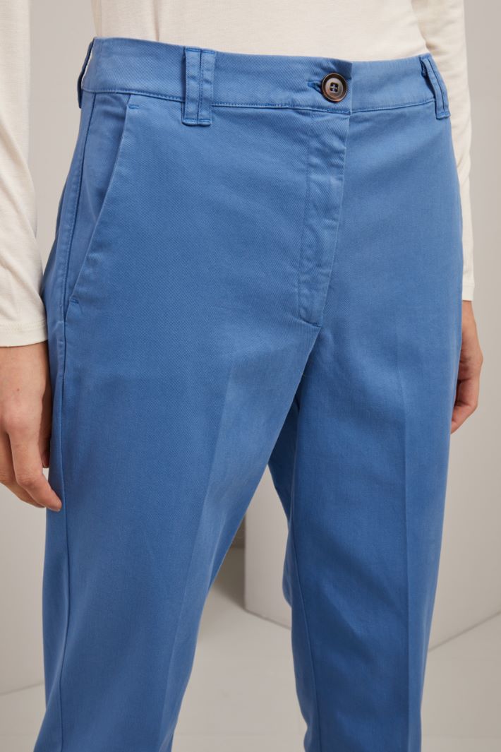 Pantaloni in gabardina - AZZURRO - Fashion Market - 3