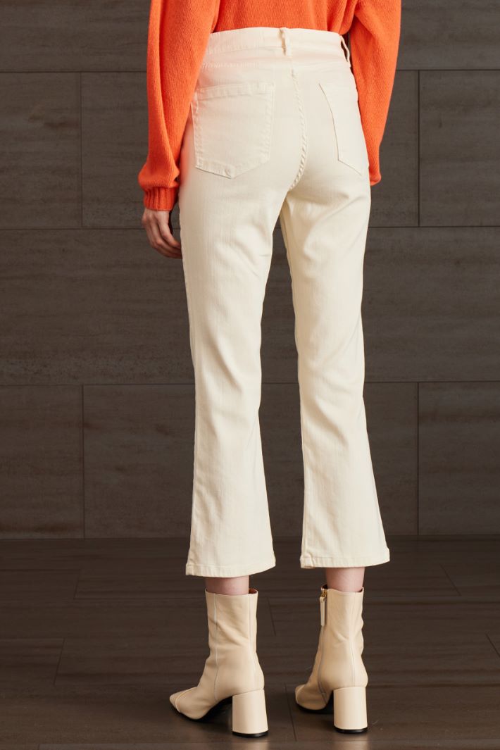 Pantaloni flare in cotone - AVORIO - Fashion Market - 4