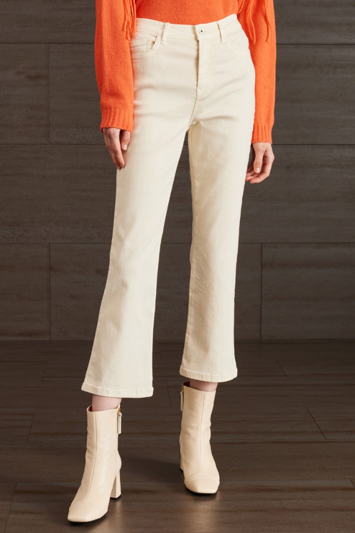 Pantaloni flare in cotone - AVORIO - Fashion Market - 2