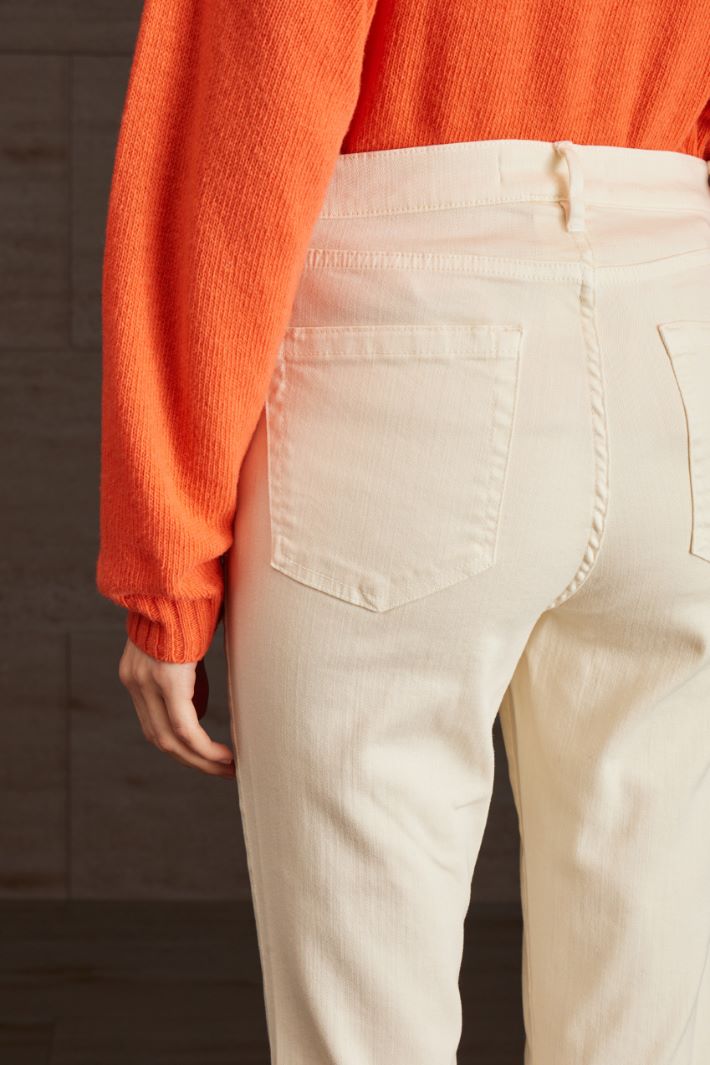 Pantaloni flare in cotone - AVORIO - Fashion Market - 3