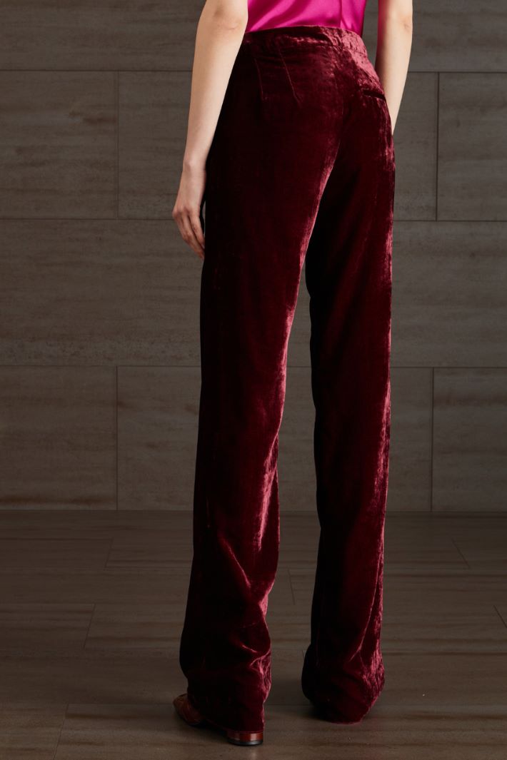 Pantaloni flare in velluto - ROSSO RUBINO - Fashion Market - 4