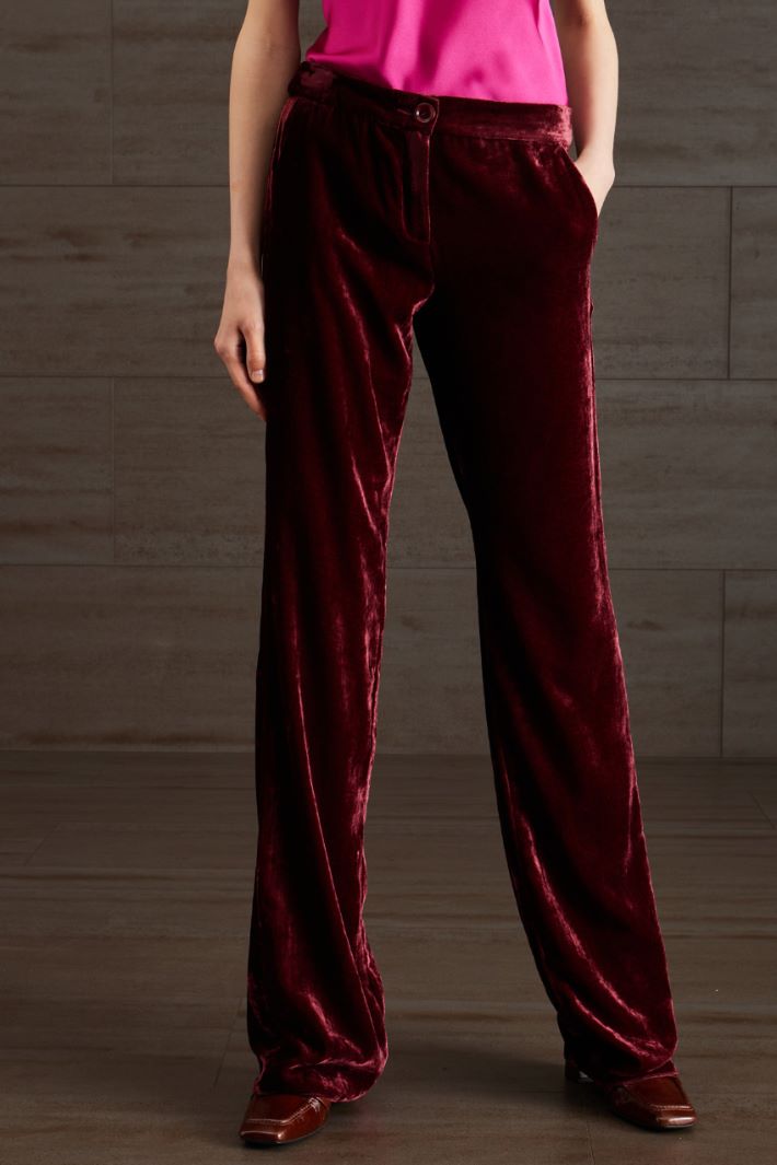 Pantaloni flare in velluto - ROSSO RUBINO - Fashion Market - 2
