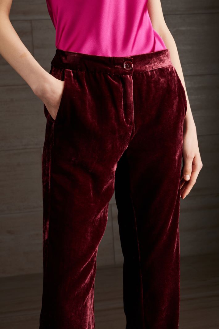Pantaloni flare in velluto - ROSSO RUBINO - Fashion Market - 3