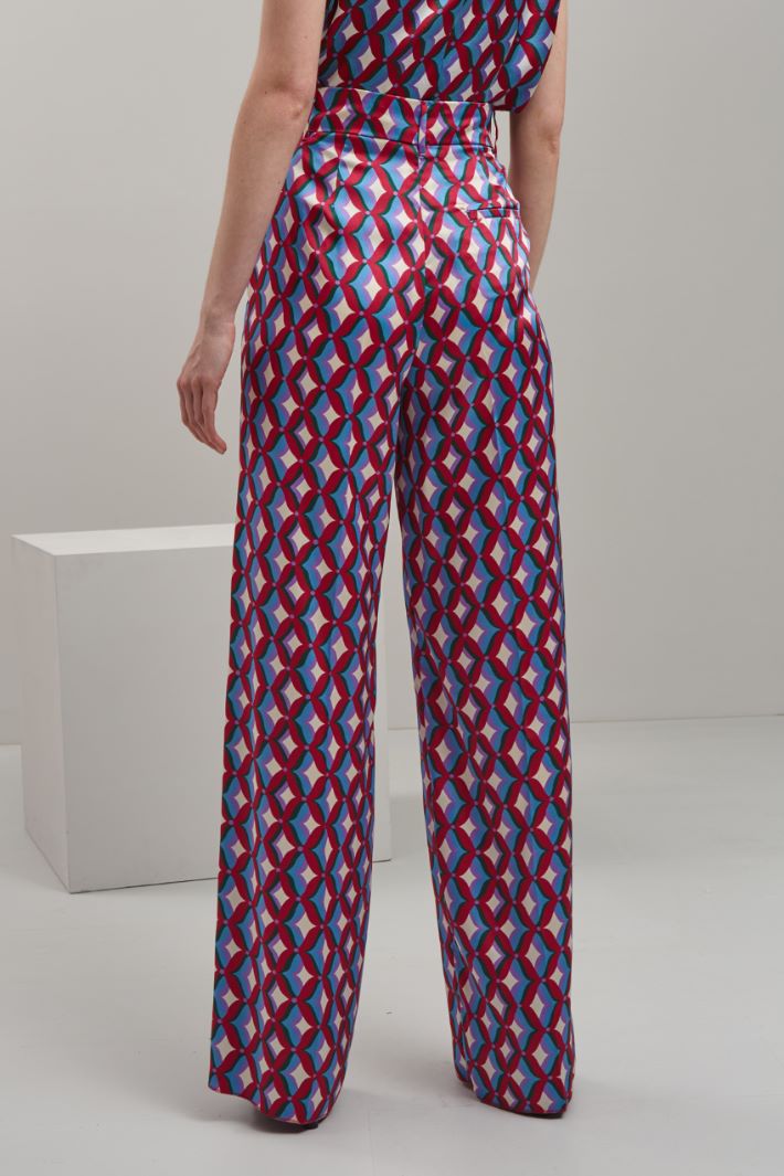 Pantaloni in twill stampato - ROSA VERDE AZZURRO - Fashion Market - 4