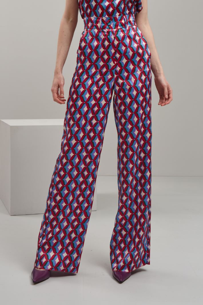 Pantaloni in twill stampato - ROSA VERDE AZZURRO - Fashion Market - 2