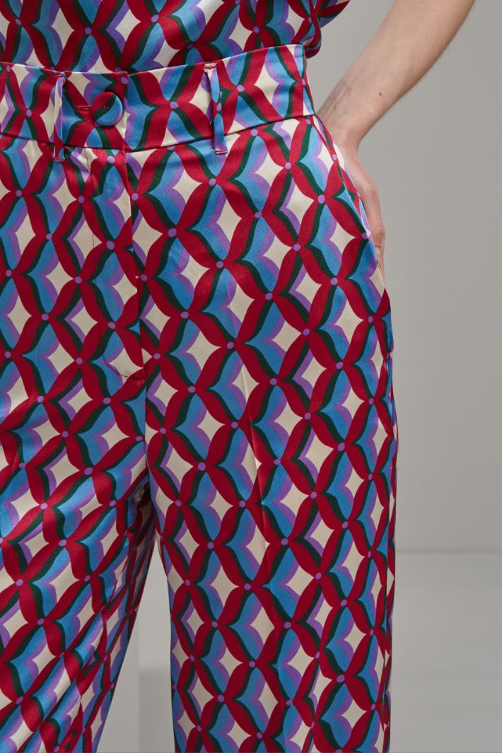 Pantaloni in twill stampato - ROSA VERDE AZZURRO - Fashion Market - 3