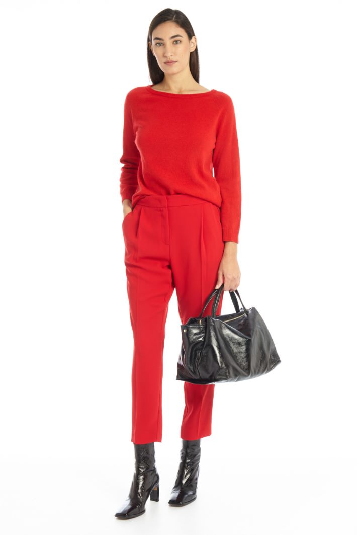 Pantaloni in enver satin - ROSSO - Fashion Market
