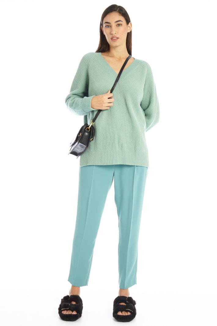 Pantaloni in enver satin - VERDE ACQUA - Fashion Market