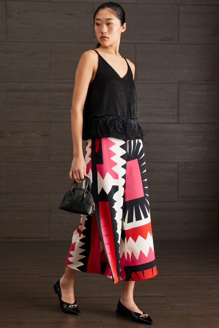 Pantaloni svasati - MAGENTA NERO BIANCO - Fashion Market