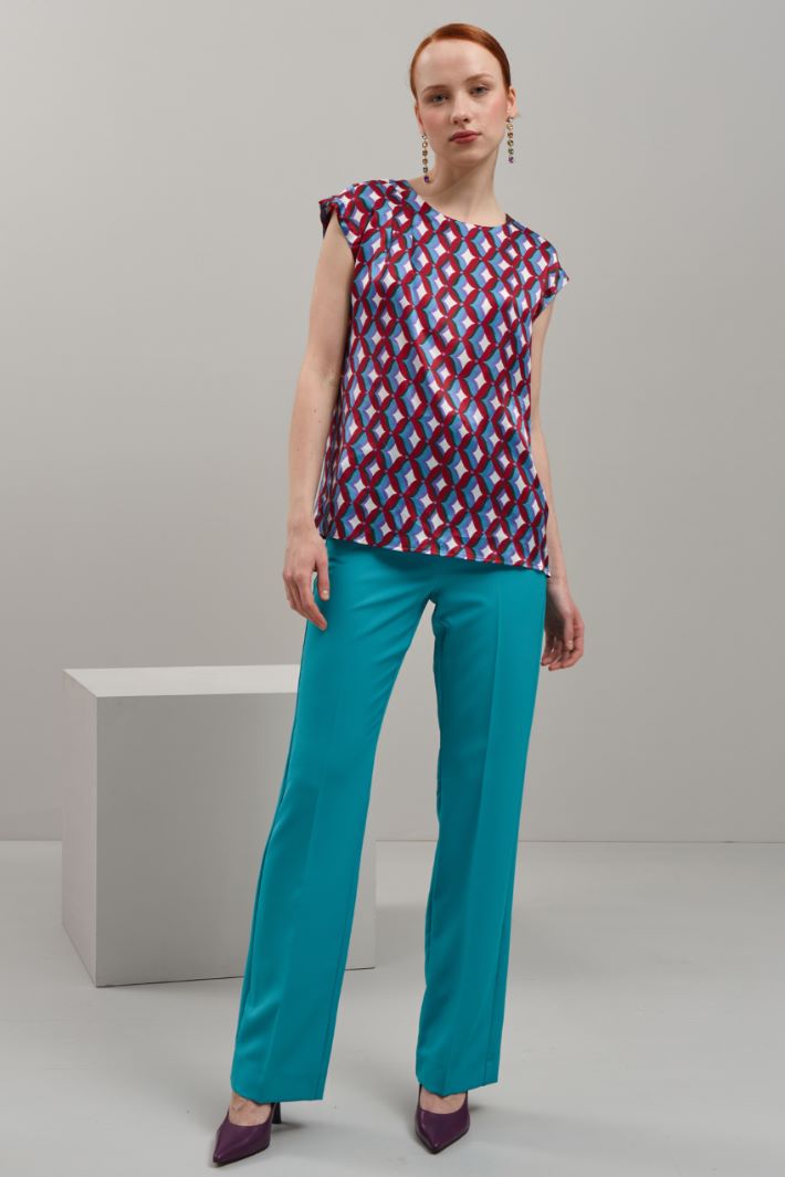 Pantaloni in cady - TURCHESE - Fashion Market