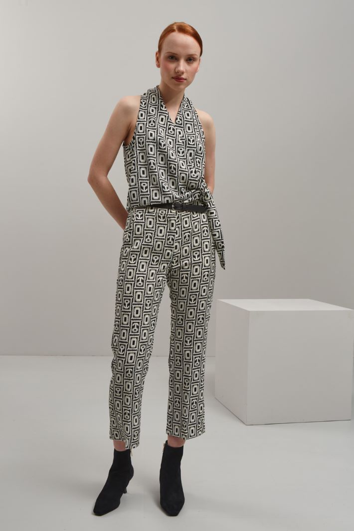 Pantaloni flare  - PANNA NERO - Fashion Market