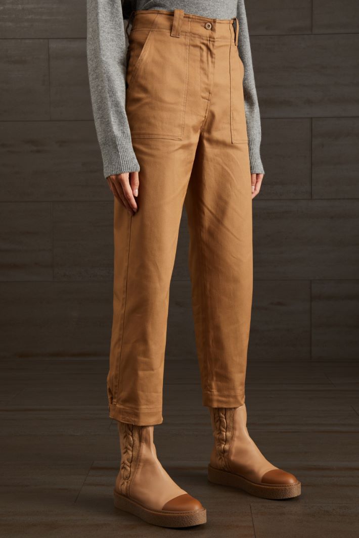 Pantaloni in drill di cotone - CAMMELLO - Fashion Market - 2