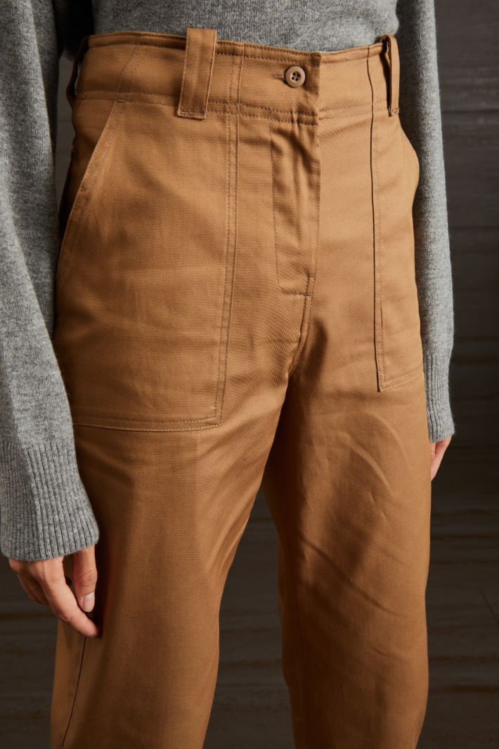 Pantaloni in drill di cotone - CAMMELLO - Fashion Market - 3