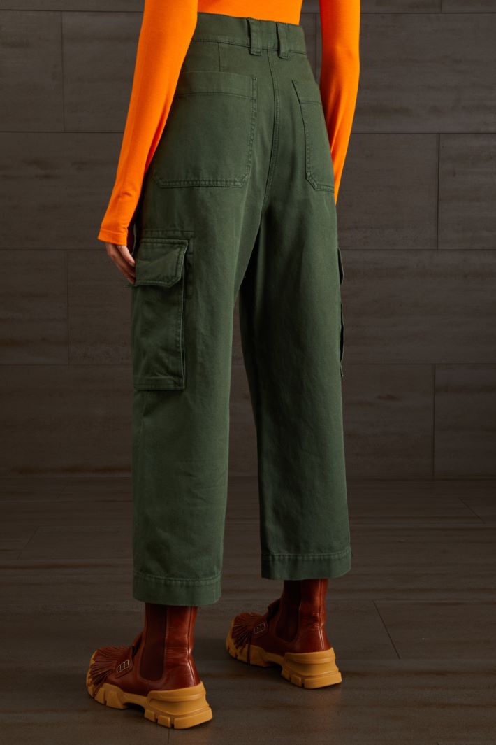Pantaloni in puro cotone - VERDE OLIVA - Fashion Market - 4