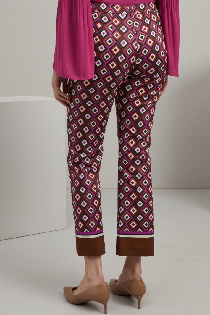 Pantaloni in raso di cotone  - CICLAMINO MARRONE ROSSO - Fashion Market - 4