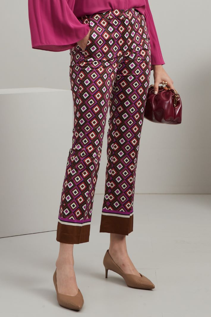 Pantaloni in raso di cotone  - CICLAMINO MARRONE ROSSO - Fashion Market - 2