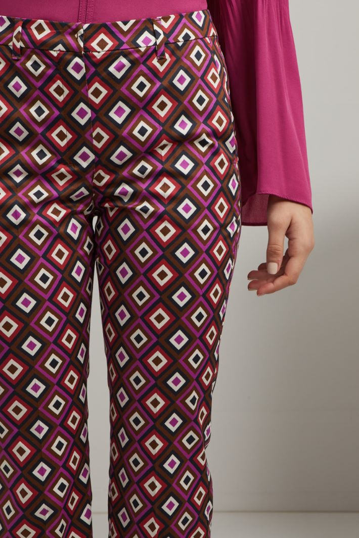 Pantaloni in raso di cotone  - CICLAMINO MARRONE ROSSO - Fashion Market - 3